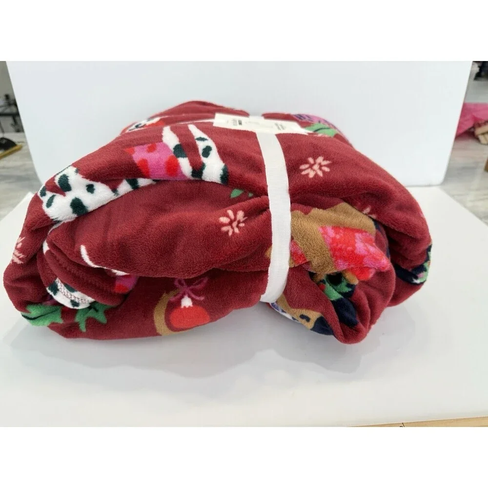 Vera Bradley Holiday Hounds Oversized Throw Blanket 94” X 66” NWT Dog Christmas